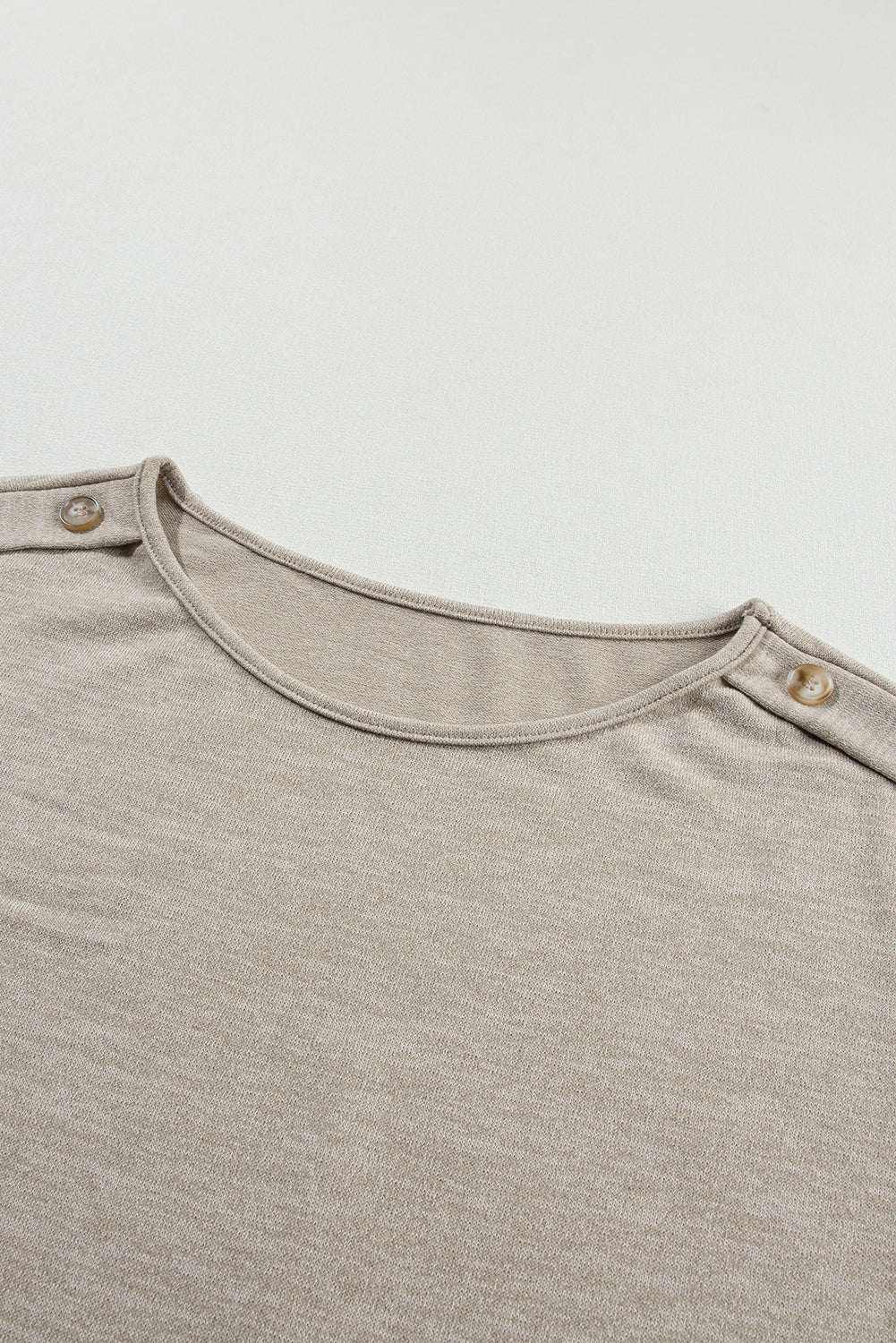 Smoke Gray Button Detail Batwing Sleeve Casual Tee Smoke Gray 97%Polyester+3%Elastane Tops/Tops &amp; Tees by Fleurcouture | Fleurcouture