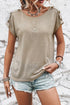 Smoke Gray Button Detail Batwing Sleeve Casual Tee Smoke Gray S 97%Polyester+3%Elastane Tops/Tops & Tees by Fleurcouture | Fleurcouture