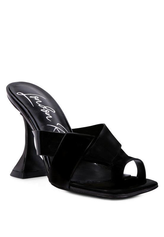 Snatched Intertwined Toe Ring Heeled Sandals Black 6 by Rag Company | Fleurcouture