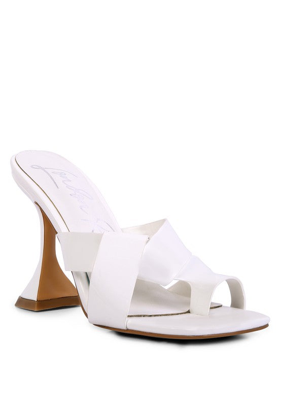 Snatched Intertwined Toe Ring Heeled Sandals White 6 by Rag Company | Fleurcouture