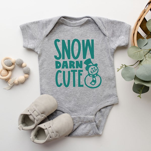 Snow Darn Cute Heather Grey NB by The Juniper Shop | Fleurcouture