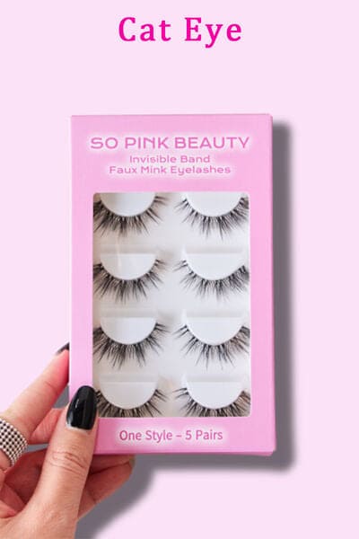 SO PINK BEAUTY Faux Mink Eyelashes 5 Pairs Cat Eye One Size by Trendsi | Fleurcouture