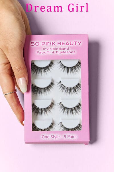 SO PINK BEAUTY Faux Mink Eyelashes 5 Pairs Dream Girl One Size by Trendsi | Fleurcouture