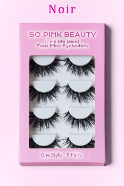 SO PINK BEAUTY Faux Mink Eyelashes 5 Pairs One Size by Trendsi | Fleurcouture