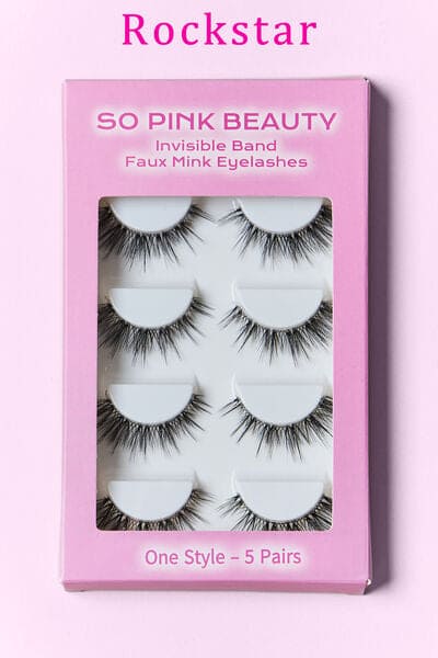 SO PINK BEAUTY Faux Mink Eyelashes 5 Pairs One Size by Trendsi | Fleurcouture