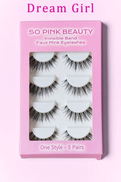 SO PINK BEAUTY Faux Mink Eyelashes 5 Pairs One Size by Trendsi | Fleurcouture