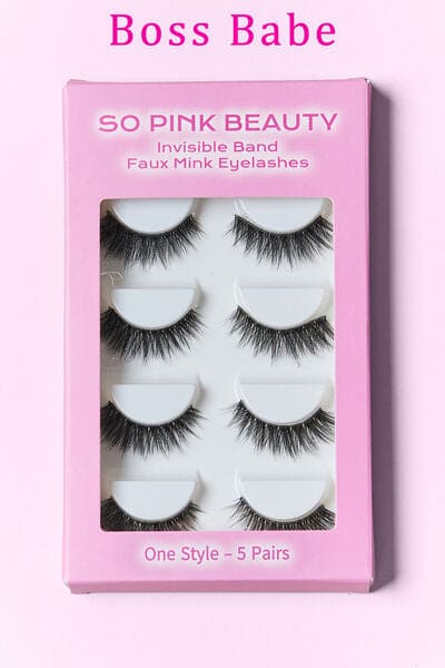 SO PINK BEAUTY Faux Mink Eyelashes 5 Pairs One Size by Trendsi | Fleurcouture