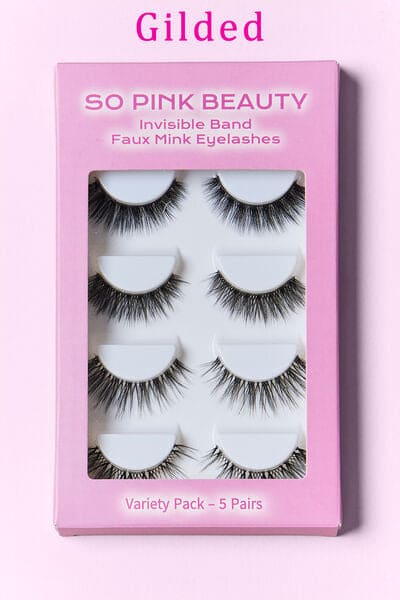 SO PINK BEAUTY Faux Mink Eyelashes Variety Pack 5 Pairs Gilded One Size by Trendsi | Fleurcouture