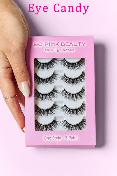 SO PINK BEAUTY Mink Eyelashes 5 Pairs Eye Candy One Size by Trendsi | Fleurcouture