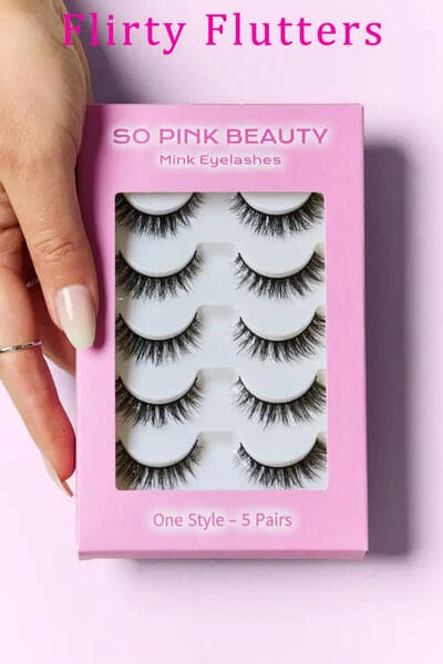 SO PINK BEAUTY Mink Eyelashes 5 Pairs Flirty Flutters One Size by Trendsi | Fleurcouture