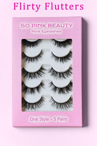 SO PINK BEAUTY Mink Eyelashes 5 Pairs One Size by Trendsi | Fleurcouture