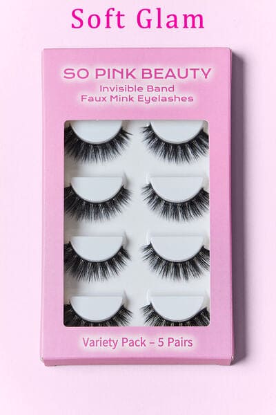 SO PINK BEAUTY Mink Eyelashes 5 Pairs One Size by Trendsi | Fleurcouture