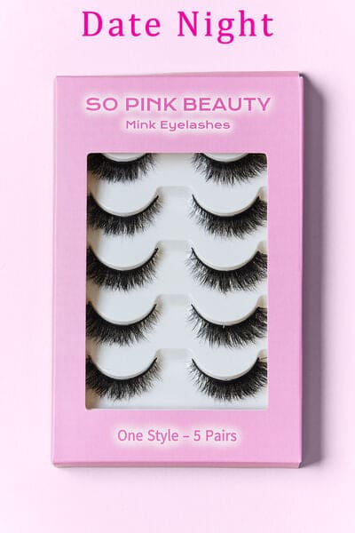 SO PINK BEAUTY Mink Eyelashes 5 Pairs One Size by Trendsi | Fleurcouture