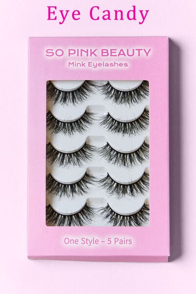 SO PINK BEAUTY Mink Eyelashes 5 Pairs One Size by Trendsi | Fleurcouture