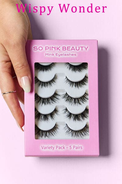 SO PINK BEAUTY Mink Eyelashes Variety Pack 5 Pairs Wispy Wonder One Size by Trendsi | Fleurcouture