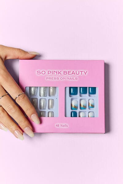 SO PINK BEAUTY Press On Nails 2 Packs Ocean Pearl One Size by Trendsi | Fleurcouture