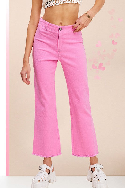 Soft Washed Stretchy High Rise Pants CANDY XS by La Miel | Fleurcouture