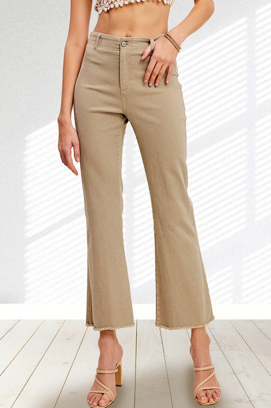 Soft Washed Stretchy High Rise Pants TAN XS by La Miel | Fleurcouture