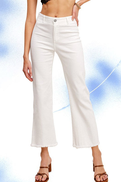 Soft Washed Stretchy High Rise Pants WHITE XS by La Miel | Fleurcouture