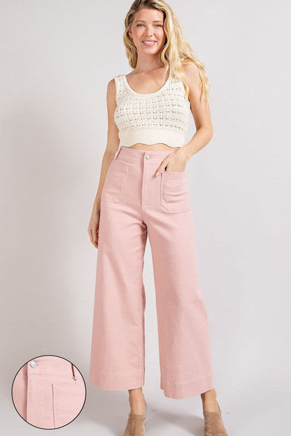 Soft Washed Wide Leg Pants DUSTY PINK S by eesome | Fleurcouture