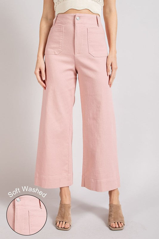 Soft Washed Wide Leg Pants by eesome | Fleurcouture