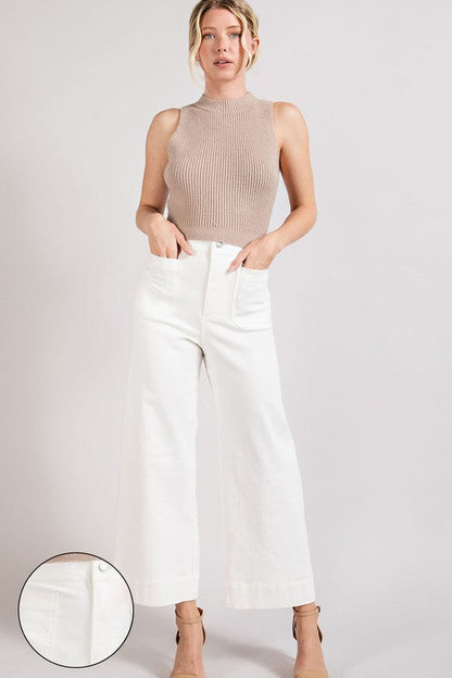 Soft Washed Wide Leg Pants OFF WHITE M by eesome | Fleurcouture