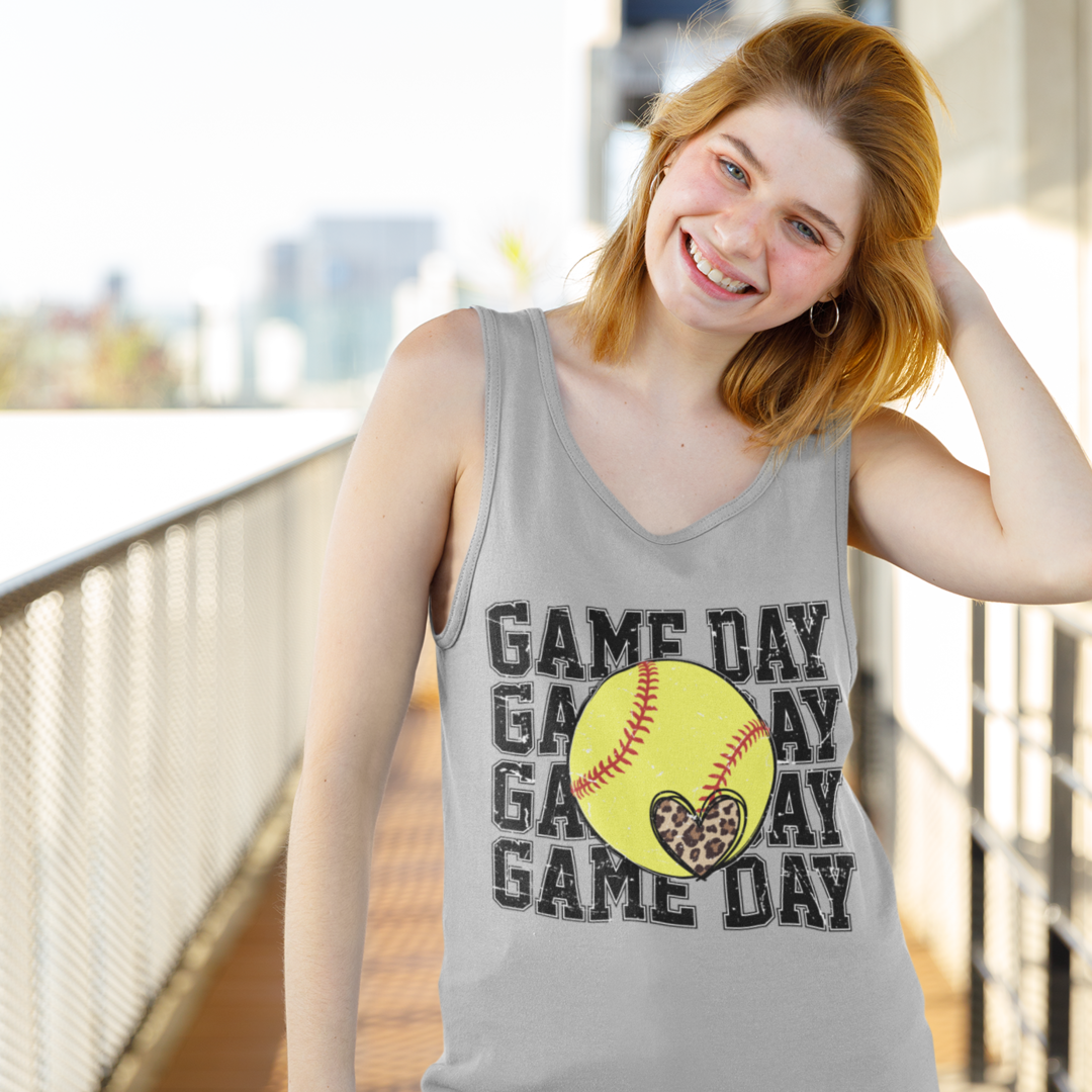 Softball Game Day Racerback Tank Tank by Tea-Shirt Shoppe | Fleurcouture