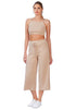 Solid Casual Drawstring Cropped Pants BEIGE XS by Rag Company | Fleurcouture