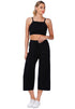 Solid Casual Drawstring Cropped Pants Black XS by Rag Company | Fleurcouture