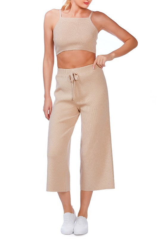 Solid Casual Drawstring Cropped Pants by Rag Company | Fleurcouture