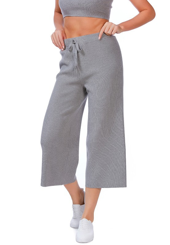 Solid Casual Drawstring Cropped Pants by Rag Company | Fleurcouture