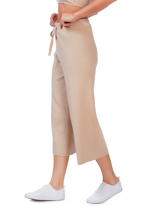 Solid Casual Drawstring Cropped Pants by Rag Company | Fleurcouture