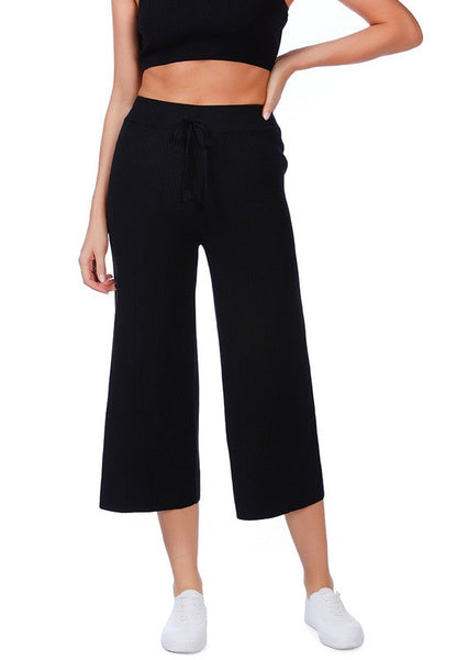 Solid Casual Drawstring Cropped Pants by Rag Company | Fleurcouture