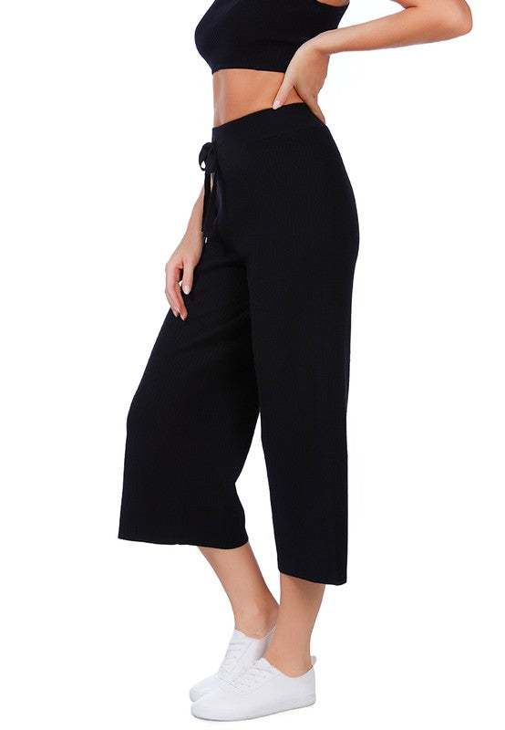 Solid Casual Drawstring Cropped Pants by Rag Company | Fleurcouture