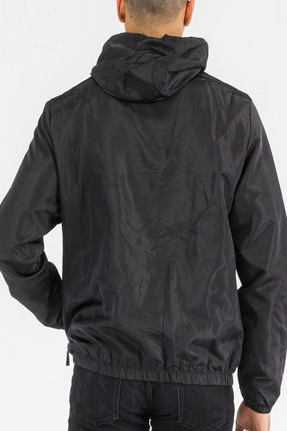 SOLID HOODED LIGHTWEIGHT WINDBREAKER JACKET Men&