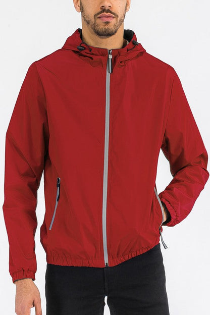 SOLID HOODED LIGHTWEIGHT WINDBREAKER JACKET Men&