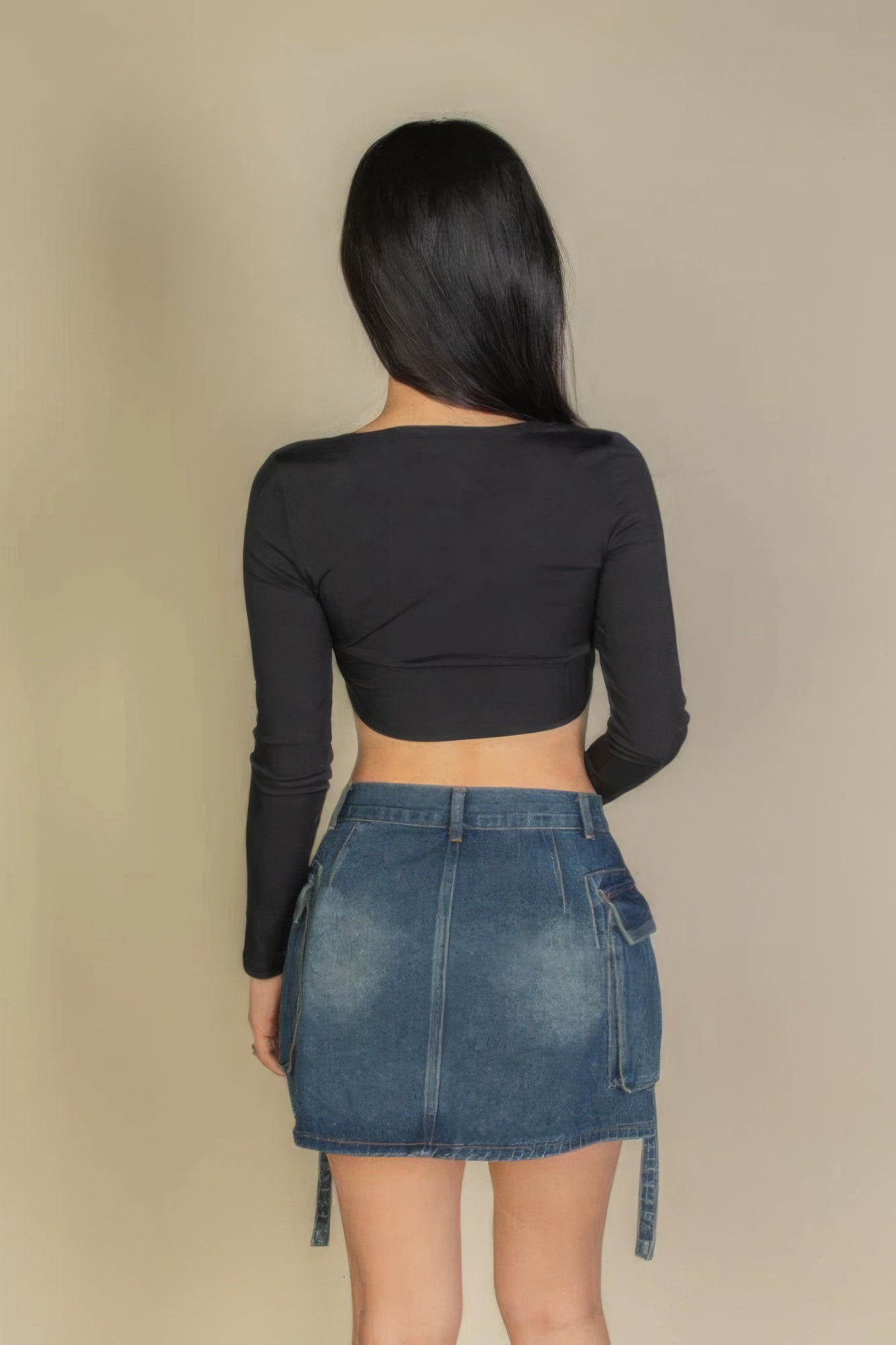 Solid Rib Knit Square Neck Long Sleeve Top by Fleurcouture | Fleurcouture