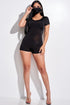 Solid Short Sleeve Scoop Neck Romper And Face Mask 2 Piece Set by Fleurcouture | Fleurcouture