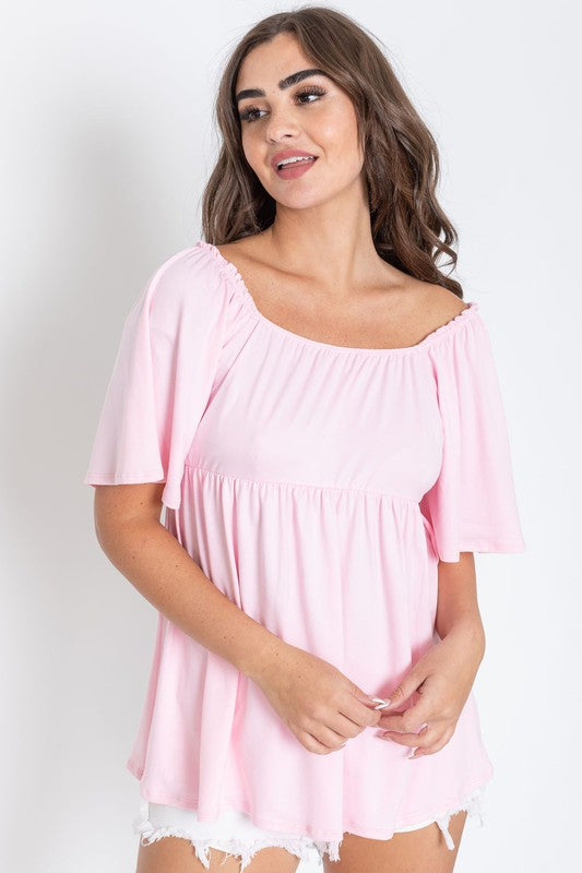 Solid Square Neck Babydoll Tunic by EG fashion | Fleurcouture