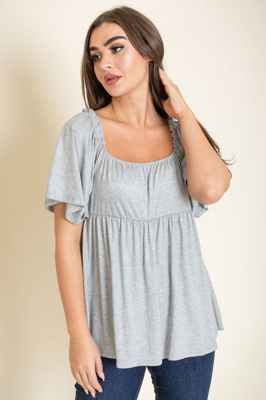 Solid Square Neck Babydoll Tunic by EG fashion | Fleurcouture