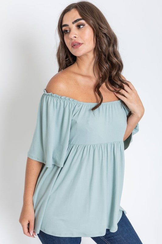 Solid Square Neck Babydoll Tunic by EG fashion | Fleurcouture