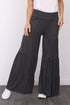 Solid Tiered Wide Leg Pants Charcoal S by EG fashion | Fleurcouture