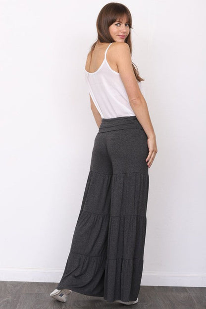 Solid Tiered Wide Leg Pants by EG fashion | Fleurcouture