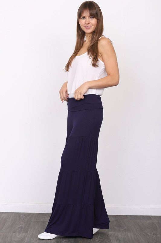 Solid Tiered Wide Leg Pants by EG fashion | Fleurcouture