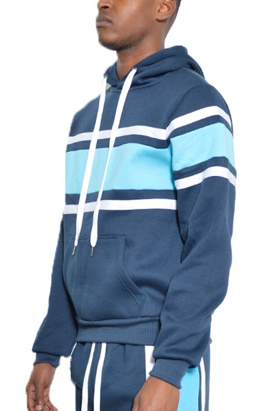 SOLID WITH THREE STRIPE PULLOVER HOODIE Men&