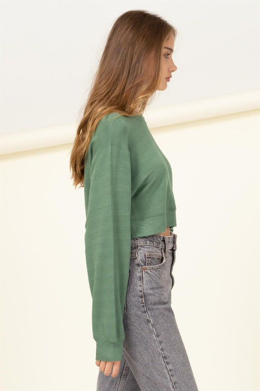 Soul Mate Drop-Shoulder Cropped Sweatshirt by HYFVE | Fleurcouture