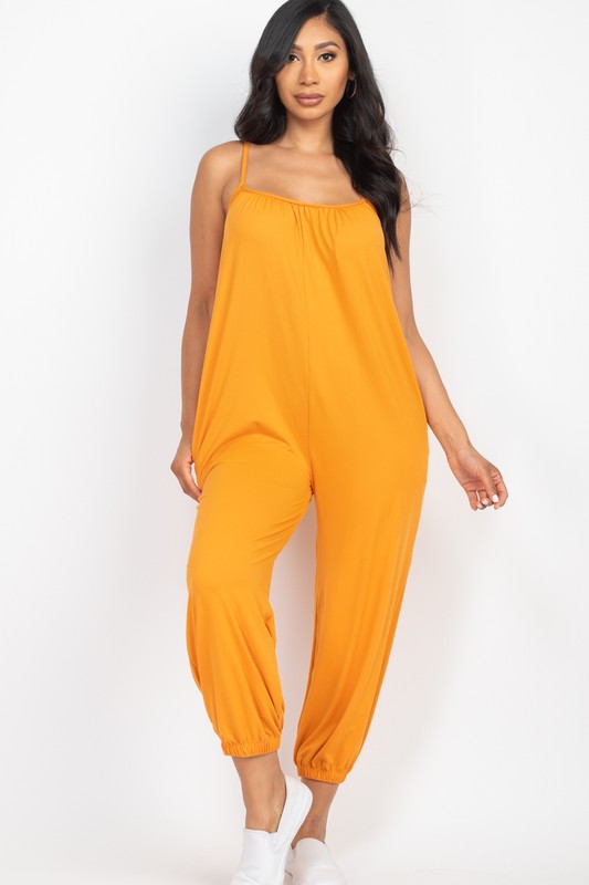 Spaghetti strap solid jumpsuit TOMATO CREAM S by Capella | Fleurcouture