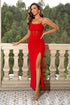 Spaghetti Strap Split Maxi Dress Red XS Women&