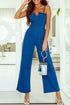 Spaghetti Strap Wide Leg Denim Jumpsuit Medium S Jumpsuits by Trendsi | Fleurcouture