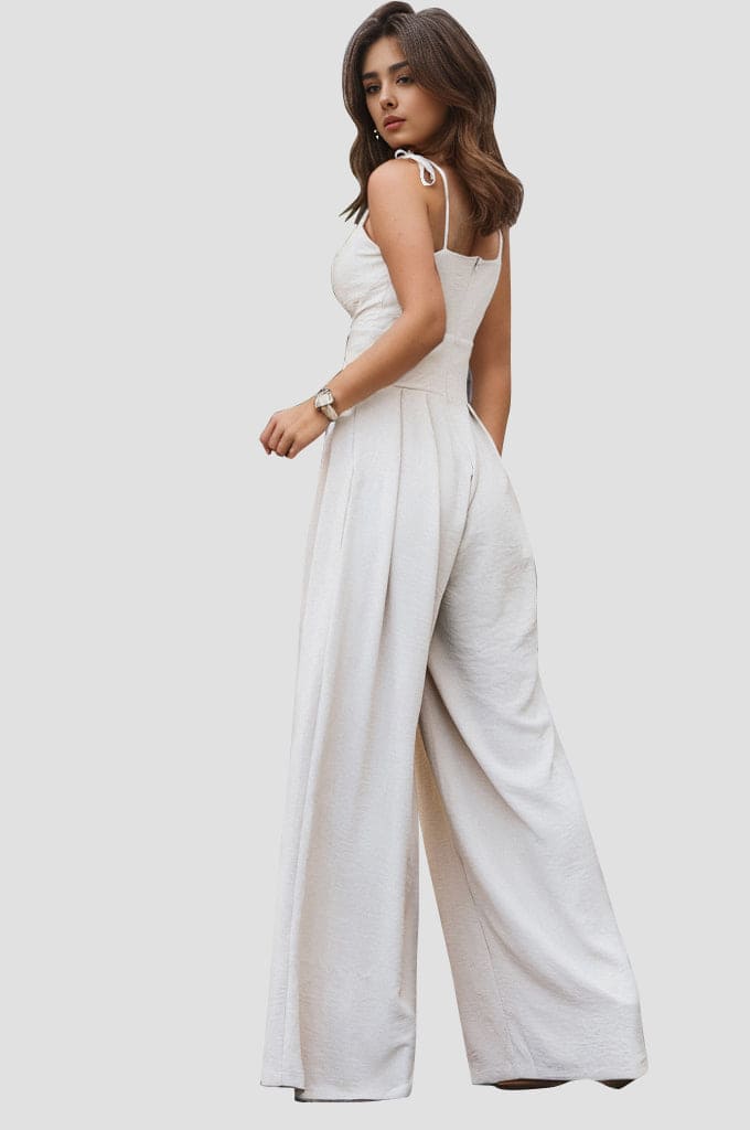 Spaghetti Strap Wide Leg Jumpsuit White Jumpsuits by Trendsi | Fleurcouture